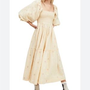 Free People Dahlia Embroidered Long Sleeve Maxi Dress